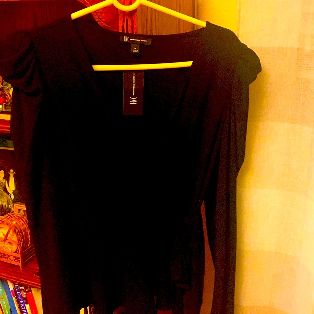 black wrap around blouse